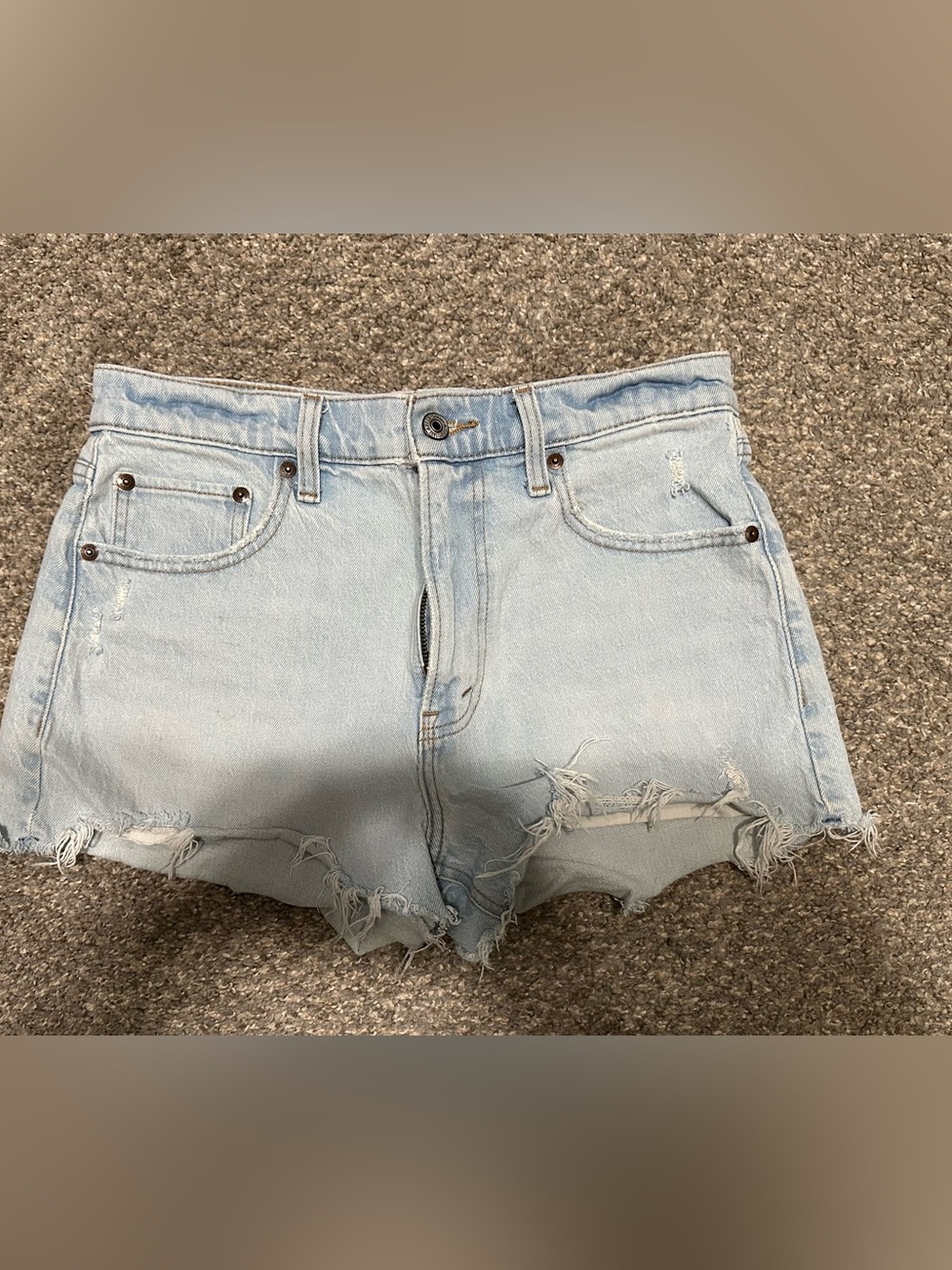 Abercrombie & Fitch Light Wash Distressed Denim Cutoff Shorts